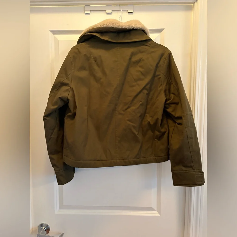 Mango Oversized Khaki Parka Faux Fur Collar Jacket NWT Small - Picture 6 of 14